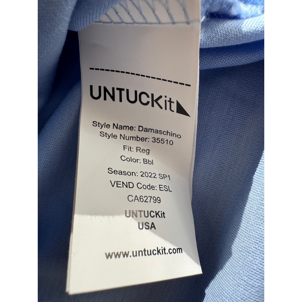 UNTUCKit Damaschino Mens XL Light Blue Cotton Short Sleeve Polo Shirt 35510 - Picture 7 of 10